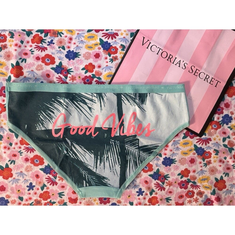 Vintage Victoria Secret *Good Vibes* Glitter Printed Hiphugger Panties